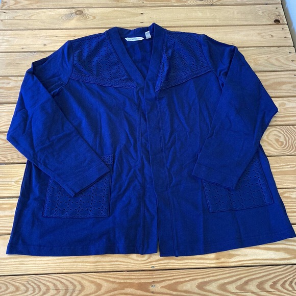 Isaac Mizrahi Live Open Front Cardigan Size XL Women’s Navy French Terry - Picture 1 of 8